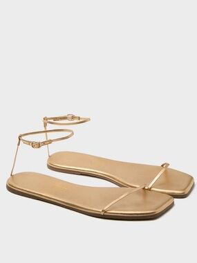 TKEES Square Toe Twiggy Sandal Gold 7